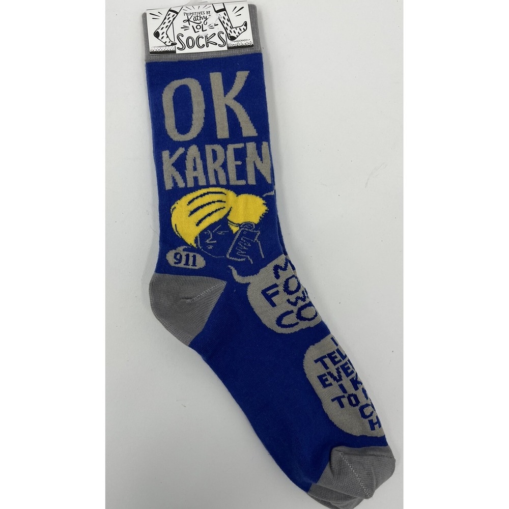 Primitives By Kathy Ok Karen Socks 113089 Novelty White Elephant Gift